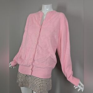 Vintage Pink Italian Wool Blend Cardigan | Soft Feminine Knit | Romantic Button-